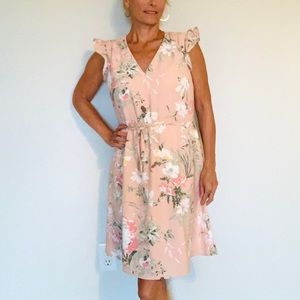 NWT LOFT Floral Tie-Waist Dress